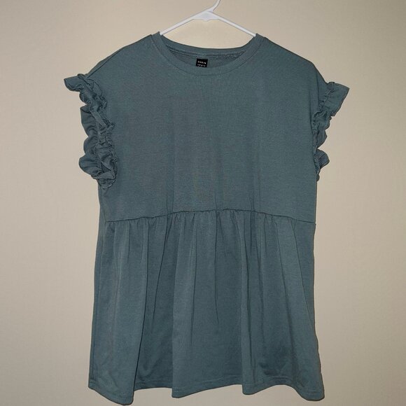 $5 Bundle Add On - NWOT Shein Ruffle Sleeve Shirt - Picture 1 of 4